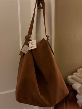 NWT We The Free Suede Hobo Shoulder Bag in Saddle Brown